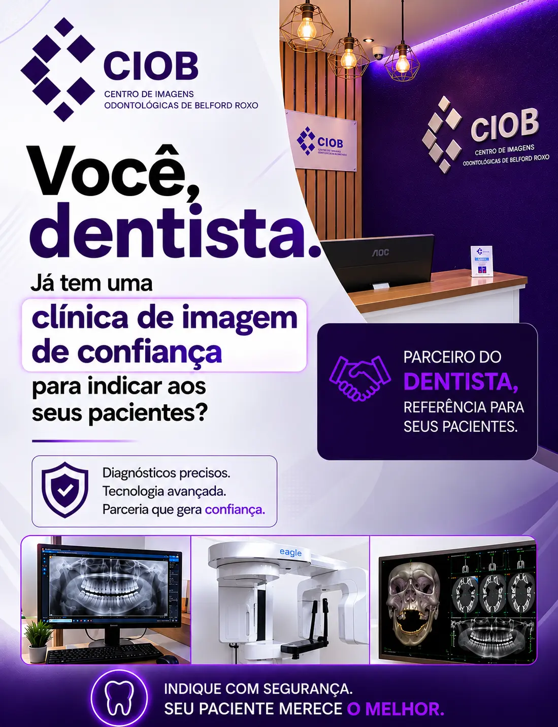 Conteúdo da CIOB sobre parceria e confiança para dentistas que encaminham pacientes